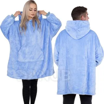 Oblečení pro bojové sporty Unisex hřejivá velurová mikina oversize 2v1 s kapucí - světle modrá