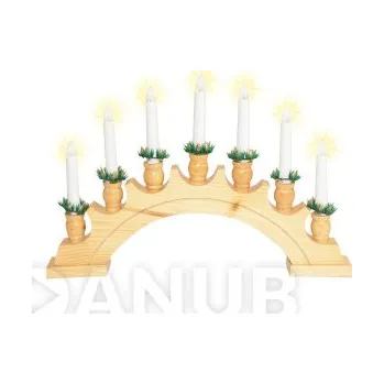 Vánoční ozdoba Svícen oblouk, dřevo, 7 žárovek, 230V