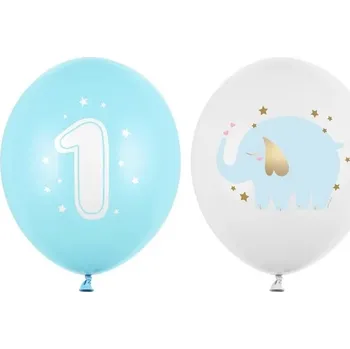 PartyDeco Balónek latexový 1. narozeniny Slon sv. modrý 30cm 1ks