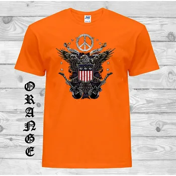 Chlapecké tričko detske-levne-bavlnene-tricko-potisk-hipie-rock Barva: Orange - oranžová, velikost: 164