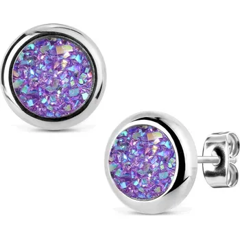 Náušnice NUBIS® Ocelové náušnice DRUZY Violet - NB306