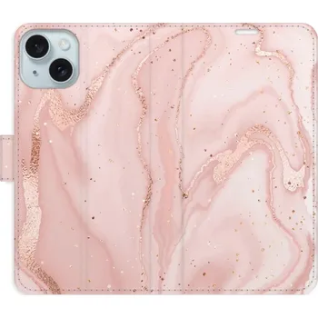 Pouzdro na mobilní telefon Flipové pouzdro iSaprio - RoseGold Marble - iPhone 15 Plus