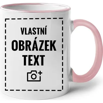 Hrnek 330 ml s vlastním potiskem, Barva Růžová, Velikost 330 ml, Canvas Keramický hrnek s barevným uchem Bezvatriko.cz