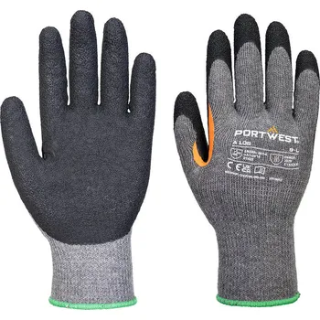 Pracovní oblečení PORTWEST GRIP 10 A106 / Rukavice s latexovou výstuží palce, 12 ks v balení - černá/šedá S