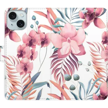 Pouzdro na mobilní telefon Flipové pouzdro iSaprio - Pink Flowers 02 - iPhone 15 Plus