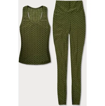Dámské legíny Sportovní set v khaki barvě - top a legíny od J.STYLE, odstíny zelené XL (42) i392_22155-53