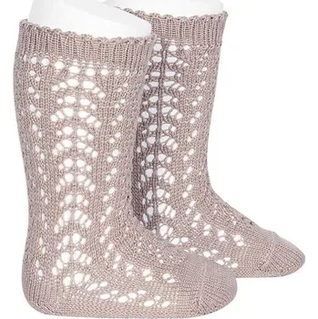 CONDOR DĚTSKÉ BAVLNĚNÉ HÁČKOVANÉ PODKOLENKY CONDOR, OLD ROSE Velikost: 0 | výška 66-73 cm