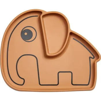 Talíř DONE BY DEER SILIKONOVÝ TALÍŘ DONE BY DEER, PŘÍSAVNÝ DĚLENÝ, ELPHEE MUSTARD