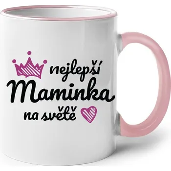 Hrneček Nejlepší maminka na světě, Barva Růžová, Velikost 330 ml, Canvas Keramický hrnek s barevným uchem Bezvatriko.cz 0757