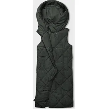 Dámská vesta Dlouhá dámská oversize vesta v army barvě (5M3165-136) odstíny zelené XL (42)