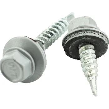 Vrut Střešní šroub 4,8 × 20mm, RAL 9006, s EPDM podložkou, bal. 200ks