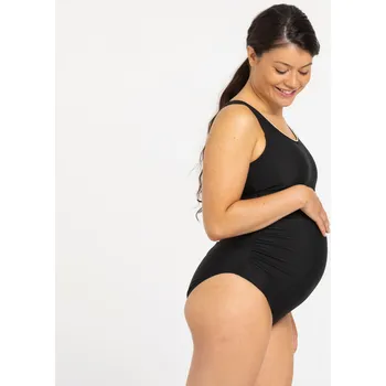 Dámské plavky DECATHLON Dámské plavky jednodílné těhotenské 40 BÉŽOVÁ|ČERNÁ