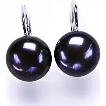 Náušnice Stříbrné náušnice přírodní perla černá - NK1298 (Stříbrné náušnice s perlou přírodní 9 mm)
