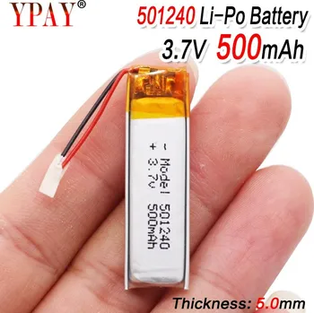 Akumulátor 501240 051240 500mAh Li Po Lithium Cells for GPS Bluetooth Earphone MP3 MP4