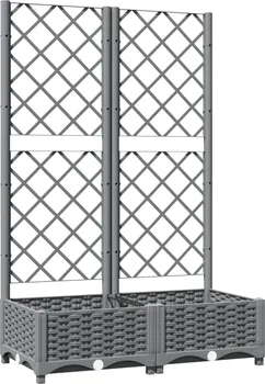 Truhlík Zahradní truhlík s treláží PP 80 x 40 x 121,5 cm světle šedý