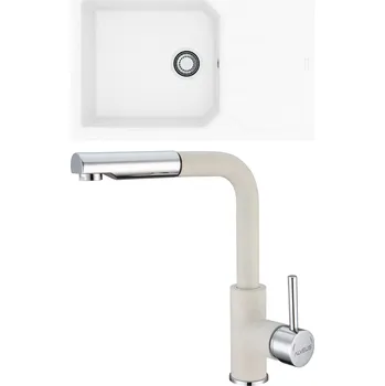 Granitový dřez Set Alveus (dřez Record 40 White 11 + baterie Siros White 11) SETA25398