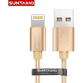 Datový kabel Datový apple USB kabel 8pin Suntaiho svítivě kovově pletený pro iPhone 5s 6s 7 Plus IOS 10 déka 2m