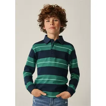 Chlapecké tričko Chlapecké triko polo dlouhý rukáv Mayoral zelenomodré pruhy 7182 (7182-39)