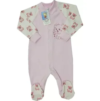 Kojenecký overall Overal na spaní růžový medvídci