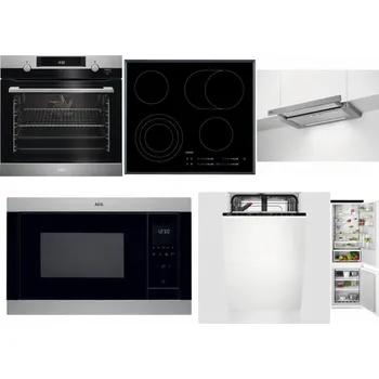 Set domácích spotřebičů AEG Mastery SteamBake BCK455350M + AEG Mastery DirectTouch HK654070FB + AEG DPE5660M + AEG Mastery MSB2547D-M + AEG Mastery GlassCare FSE73407P + AEG TSC6M181ES
