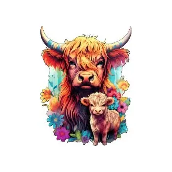 Puzzle Dřevěné puzzle - Býk s mládětem, A4