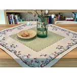 BYTEMA Gobelínový ubrus a šál HUSIČKY ZELENÉ KÁRO 140 x 240 cm