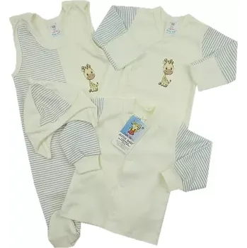 Kojenecká souprava 4-dílná soupravička do porodnice Exlusiv béžová žirafka velikost 56