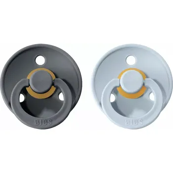 BIBS Colour dudlíky z přírodního kaučuku 2ks velikost 1 (0-6měs) Iron/Baby Blue (110223)