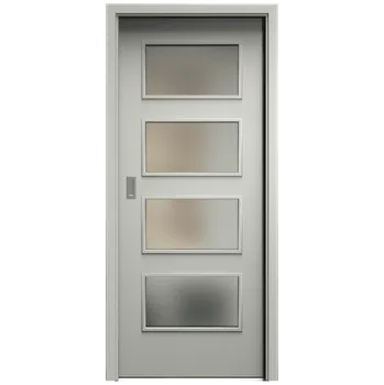 Interiérové dveře SAPELI SWING KOMFORT M49 - CPL LAMINÁT - POSUVNÉ DVEŘE VČ. ZÁRUBNĚ - Šedá Průchozí šířka (cm): 90, Průchozí výška (cm): 197, Typ skla: Satináto bílé