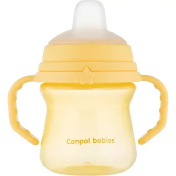 Kojenecká láhev Canpol babies Hrneček se silikonovým pítkem FirstCup 150ml žlutý (56614 Yel)