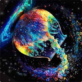 Puzzle Diamantové malování s diamanty ve tvaru čtverce - Znamení zvěrokruhu, vodnář 40 x 40