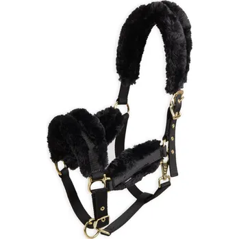 FOUGANZA Ohlávka se syntetickým beránkem pro koně CS ČERNÁ