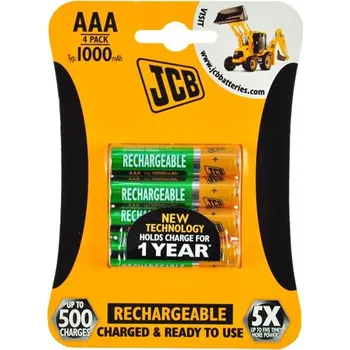 Článková baterie JCB RTU NiMH AAA/R03, 900mAh, přednabitá, blistr 4 ks: S5352