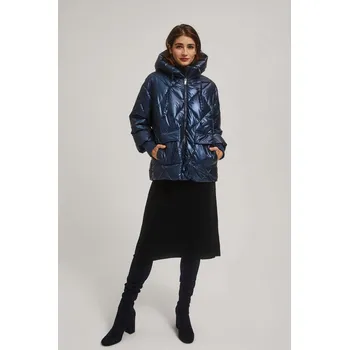 Kovová prošívaná bunda Marisse černá | modrá 2512398