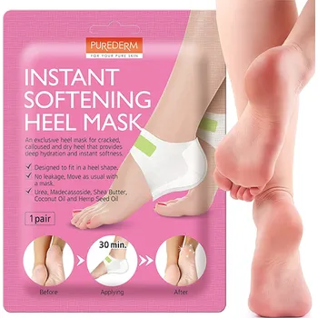 Kosmetika na nohy Purederm Zvláčňující maska na ztvrdlé paty s bambuckým máslem 1 pár