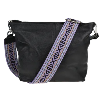 Kabelka NovaKabelka.cz Kožená italská crossbody kabelka Prisca Nera s přídavným popruhem VI