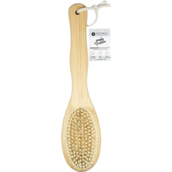 Standelli professional Bambusový koupelový kartáč na tělo s rukojetí, přírodní štětiny 30 cm