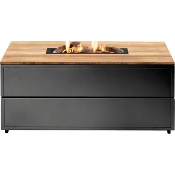 COSI Stůl s plynovým ohništěm cosipure 120 černý rám / deska teak