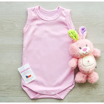 AMÁLKA Bavlněný nátělník body, růžový Velikost: 68