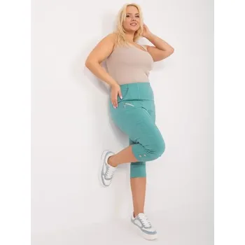 Dámské kalhoty Dámské kalhoty s elastickým pasem 3/4 plus size mátové