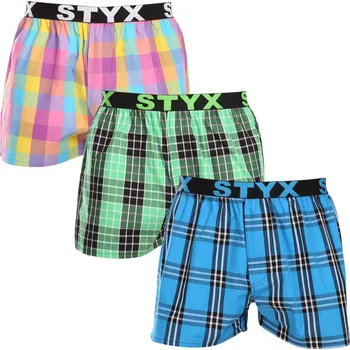 Trenýrky 3PACK pánské trenky Styx sportovní guma vícebarevné (3B102830) S Možnost vrácení zboží ZDARMA do 120 dnů!