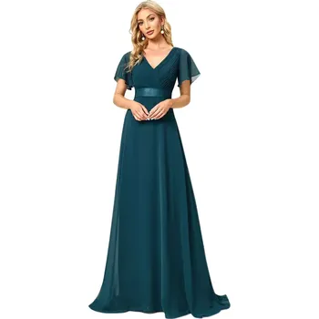 Dámské šaty Ever Pretty večerní a společenské šaty EP09890-4 petrolejově-modrá XL