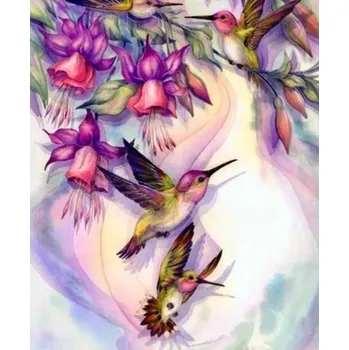 Diamantové malování Amparo Miranda® Diamantový obrázek Květy s kolibříky