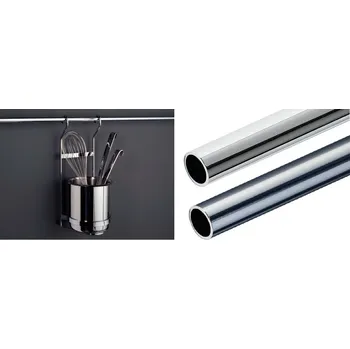 Nábytkové kování Kuchyňská relingová kulatá tyč leskle chromováno