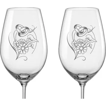 Sklenice Výroční skleničky na víno Květina, 2 ks (Do poznámky v nákupním košíku napište datum výročí)