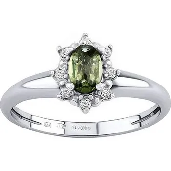 Prsten Stříbrný prsten Lina s pravým vltavínem a Brilliance Zirconia velikost obvod 54 mm JSW3001SVL-obvod 54 mm