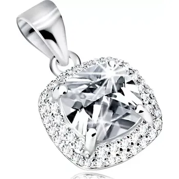 Přívěsek Přívěsek ze stříbra 925, blýskavý čtvercový zirkon čiré barvy, zirkonový lem