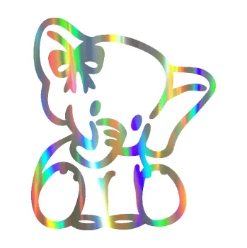 Samolepící dekorace Slon 033 pravá slůně s mašlí (93 - Holografická) SAMOLEPKA NA AUTO, NÁLEPKA, FÓLIE, POLEP, TUNING, VLASTNÍ TEXT, TISK, AUTOSAMOLEPKY.cz, POLEPY, OBRÁZEK, LOGO, 3D STICKERS