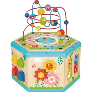 Dřevěná hračka Kostka s aktivitami 7v1