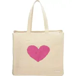 Dámská letní kabelka PE-Florence Natural Life 20682 – béžová, papírové lýko, srdce na přední straně, dlouhé popruhy, ideální na pláž i dovolenou | Cooltovka.cz
